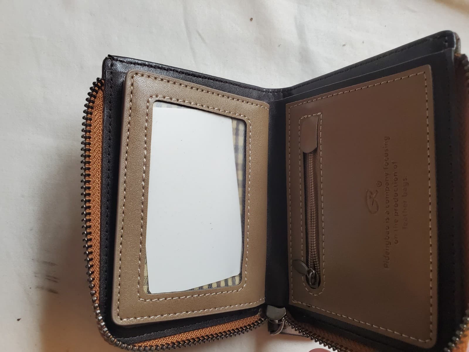 Pidengbao Men's Brown Zip Around Wallet Distressed Leather Look Coin Pocket Bifo - Thumbnail 5