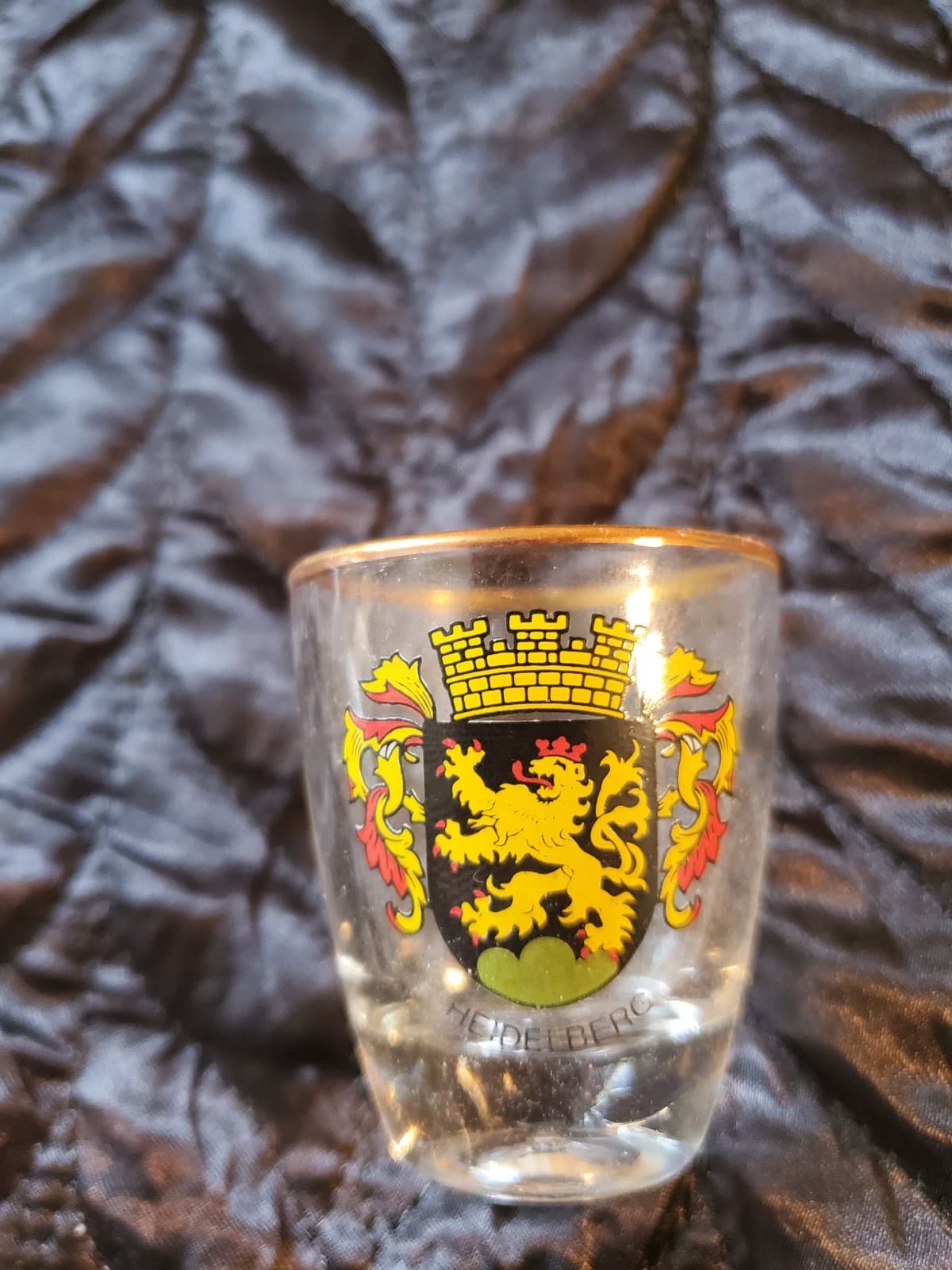 Set of 5 Vintage Germany Coat Of Arms Gold Rim Schnapps Shot Glasses - Thumbnail 3