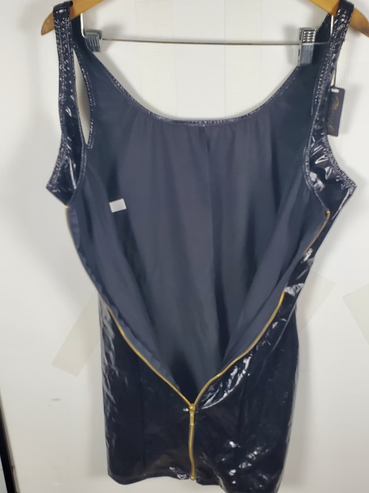 Mapale Womens Wet Look PVC Leather Mini Dress Shiny Hollow Out Party Club Dress - Thumbnail 9