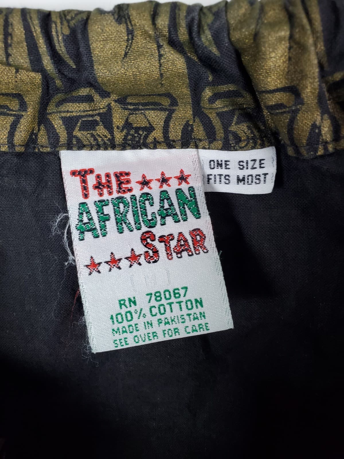 African Star Drawstring Wrap Skirt One Size Fits Most 100% Cotton Tribal Print - Thumbnail 3
