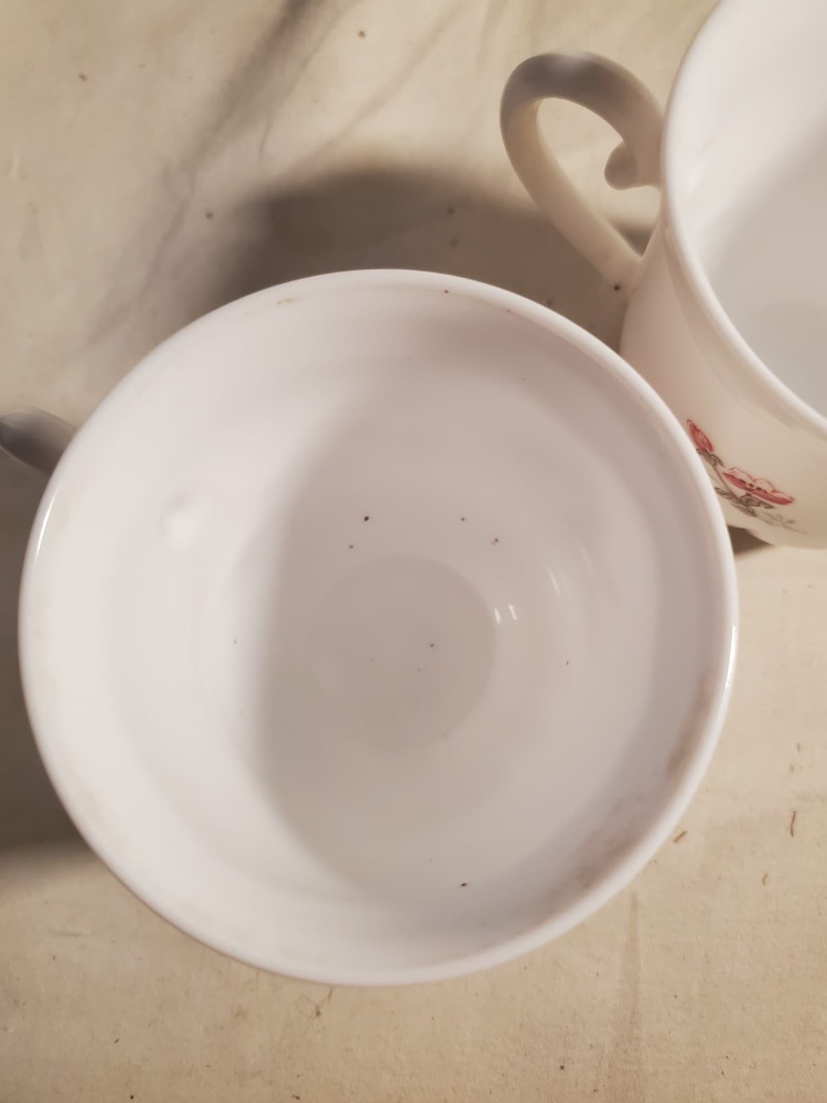 Arcopal France Floral Milk Glass Tea Cups Set of 2 Pink Blossom Pattern Vintage - Thumbnail 6