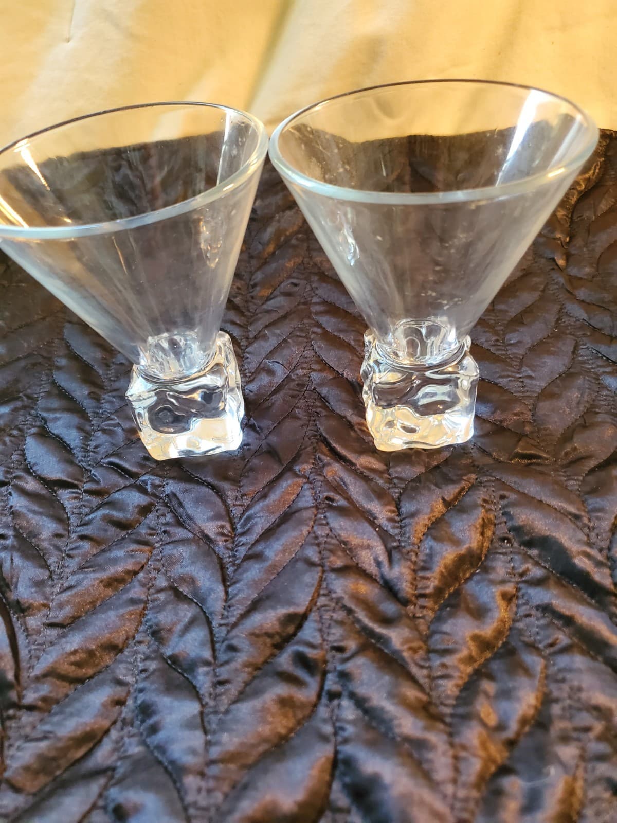 Vintage Disaronno Melting Ice Cube Stemless Martini Glasses Set of 2 Barware