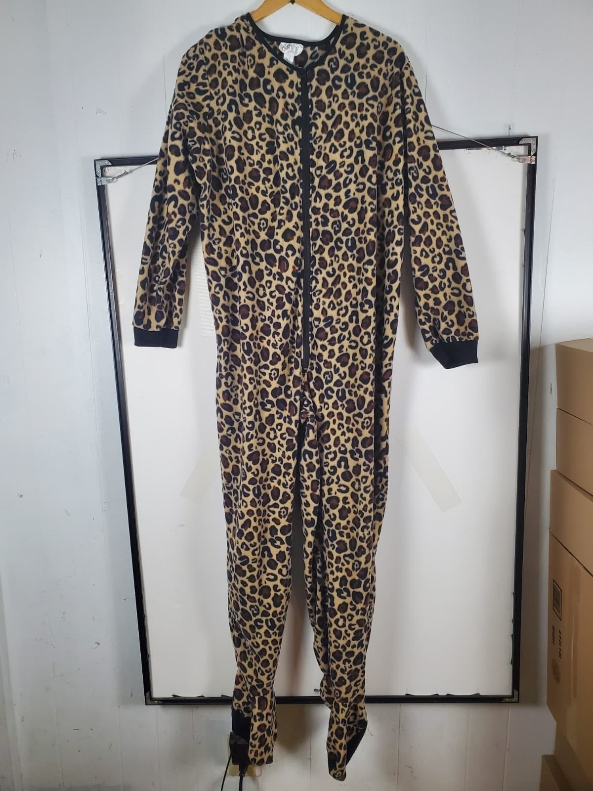 Footie Pajamas Leopard Print Long Sleeve - Lounge - Comfy - XL