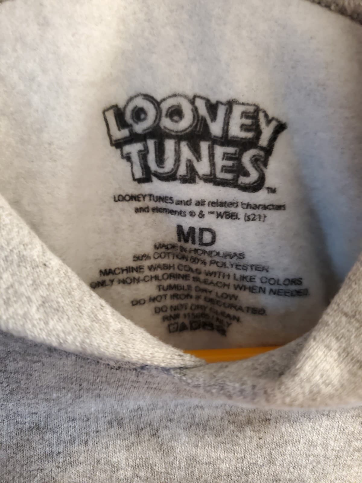 Looney Tunes Show That's All Folks! Pullover Hoodie Sweatshirt Gray Size Medium - Thumbnail 5