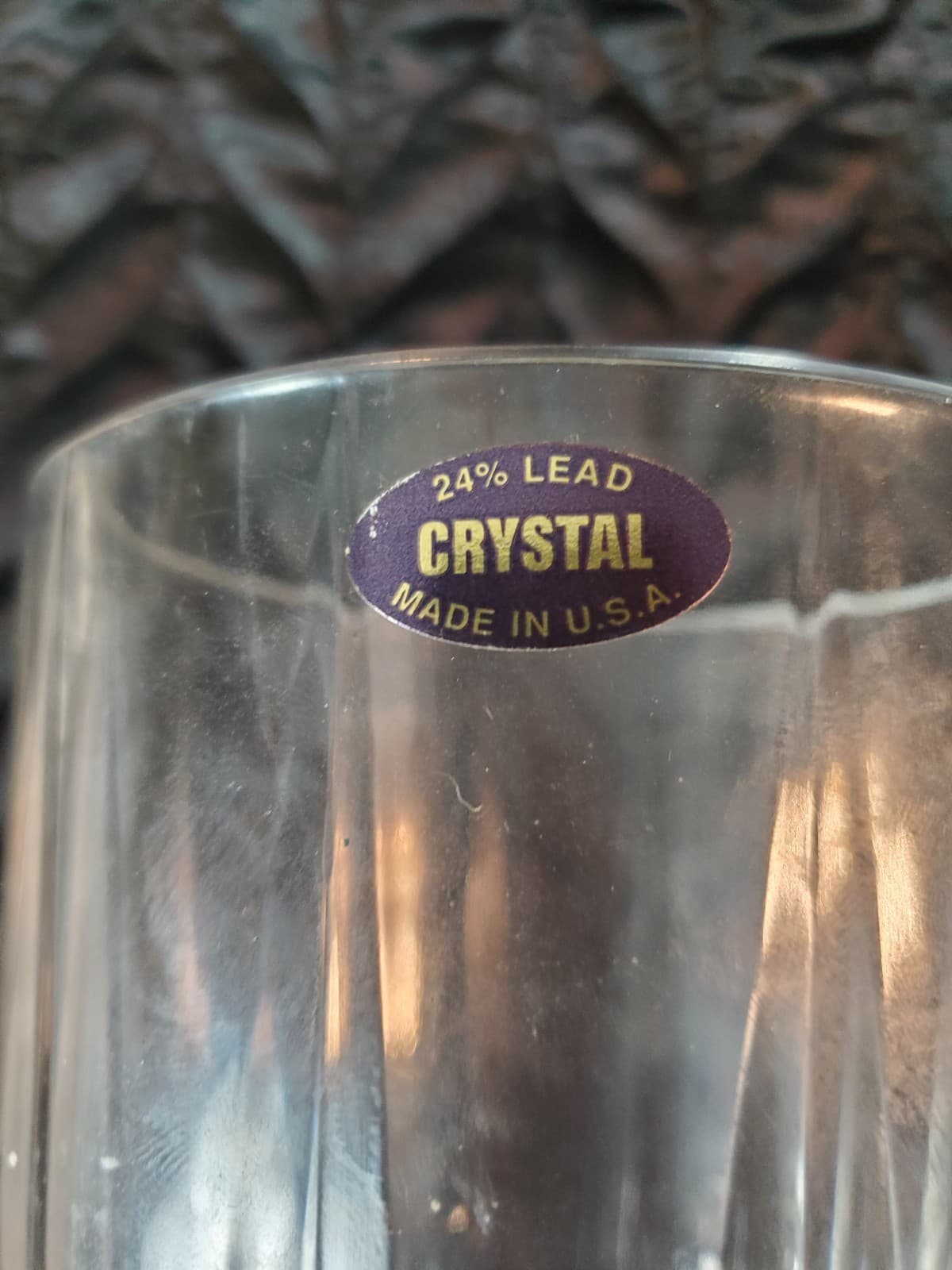 24% Lead Crystal Vase Made in USA Heavy Cut Glass Vase 6" Tall 3 lbs - Thumbnail 6