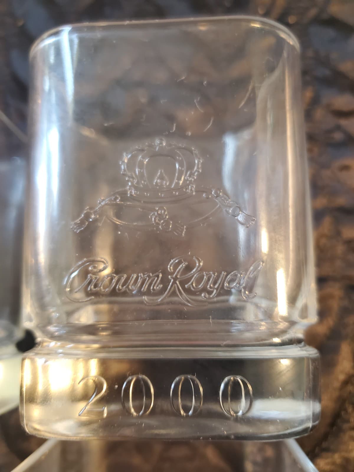 Crown Royal Limited Edition Year 2000 Set of 4 Embossed Whiskey Rocks Glasses - Thumbnail 5