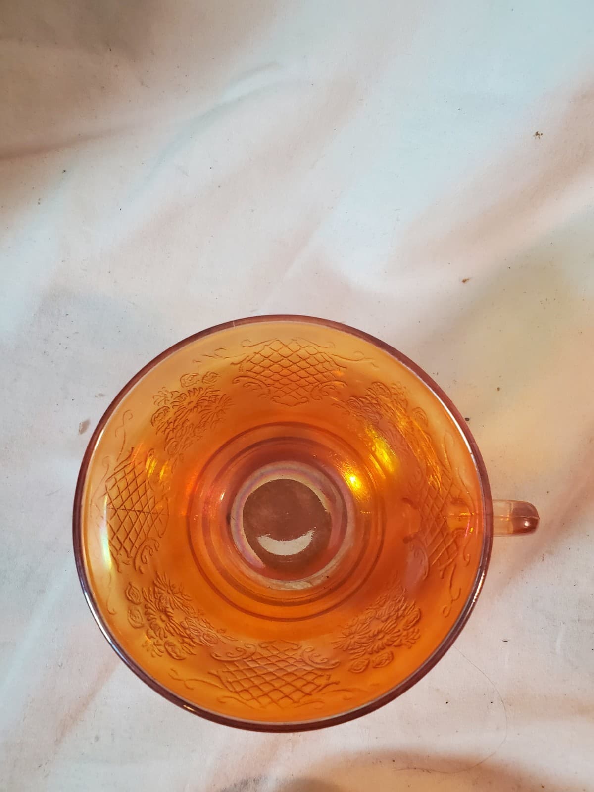Set of 2 Cup and Saucer Federal Glass Normandie Sunburst - Thumbnail 4