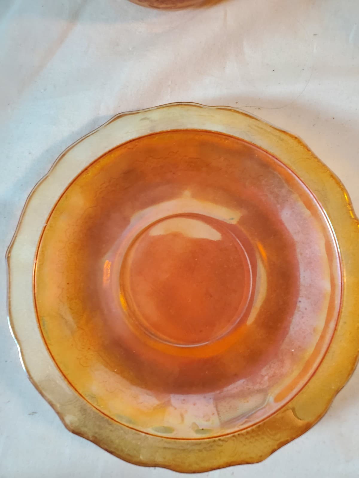 Set of 2 Cup and Saucer Federal Glass Normandie Sunburst - Thumbnail 3