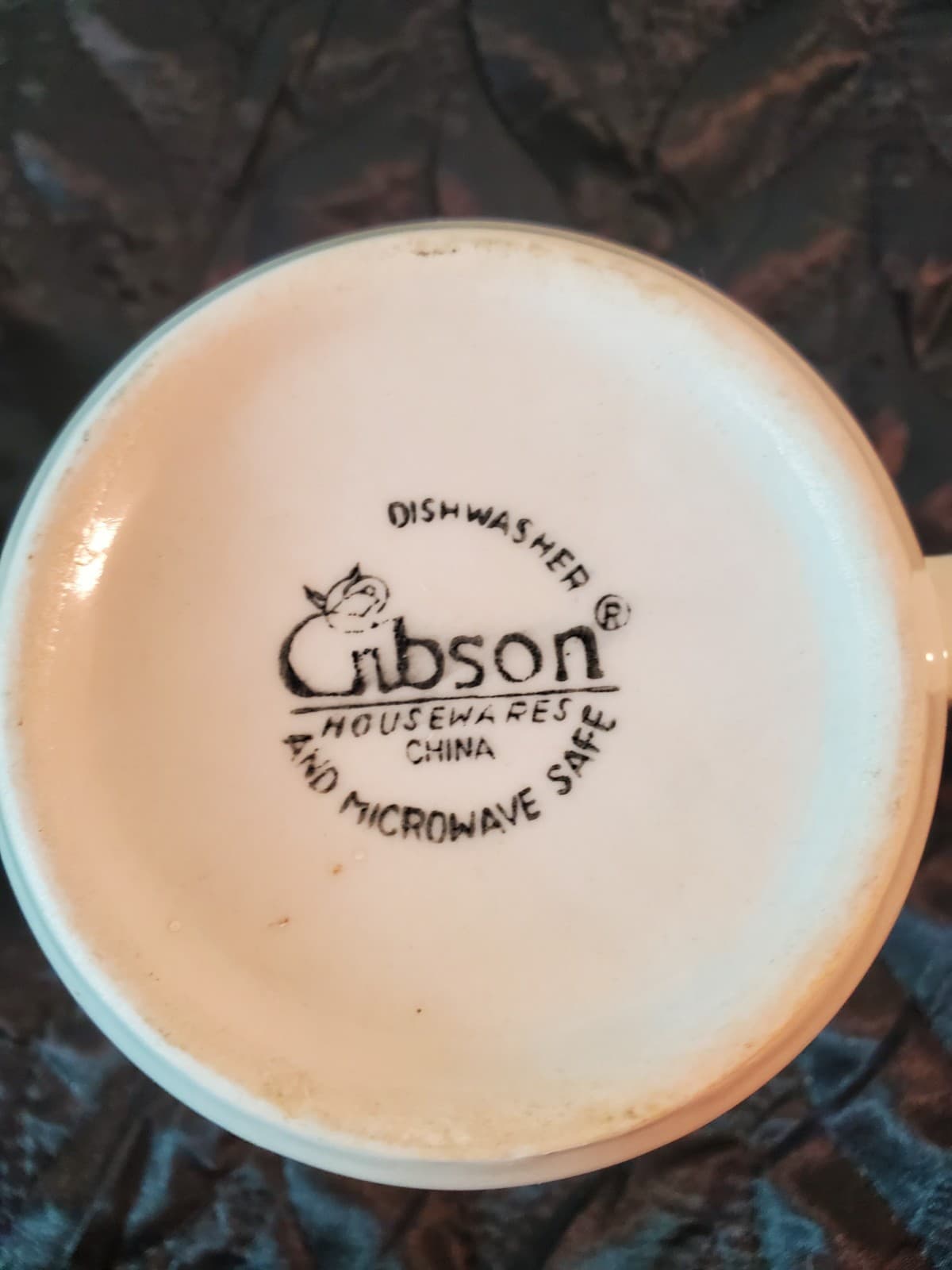 Set of 2 Vintage Gibson Housewares Flat Mug with D Handle Tan Blue Stripes - Thumbnail 7