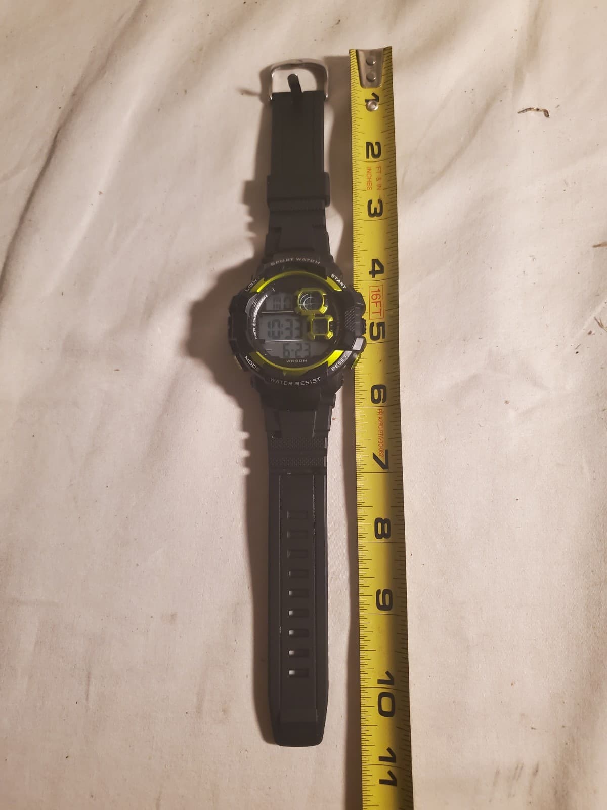 Digital Men's Watch Black with Lime Accents. Water Resist to 50m - Thumbnail 4
