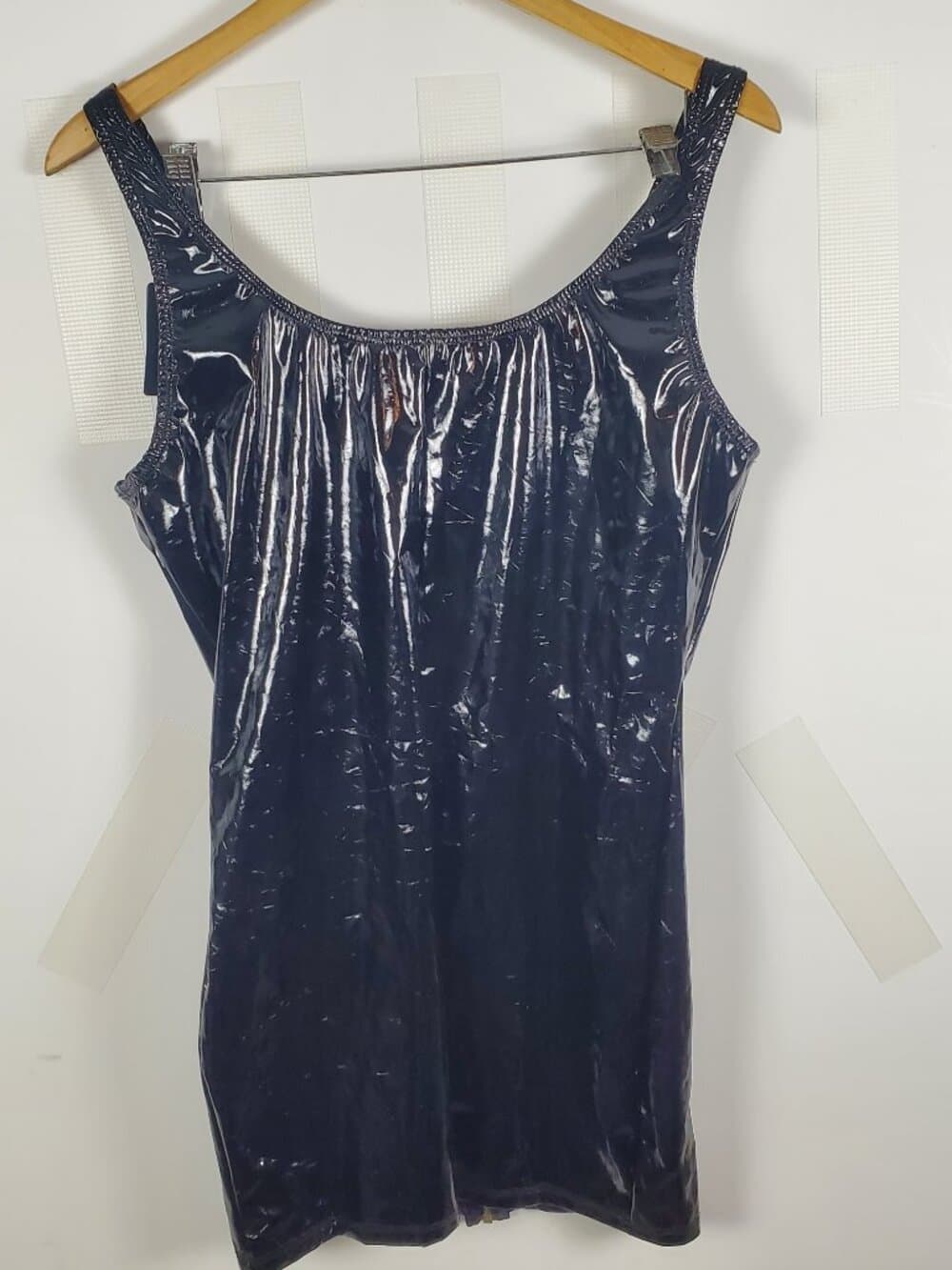 Mapale Womens Wet Look PVC Leather Mini Dress Shiny Hollow Out Party Club Dress - Thumbnail 5