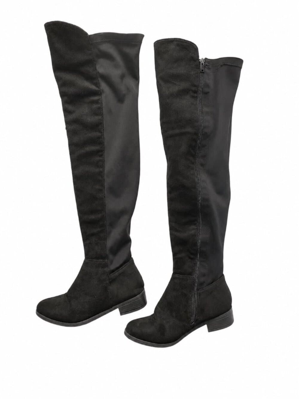 Women's Over-the-Knee / Thigh High Black Boots Size 9 Stretch Back Riding Style - Thumbnail 5