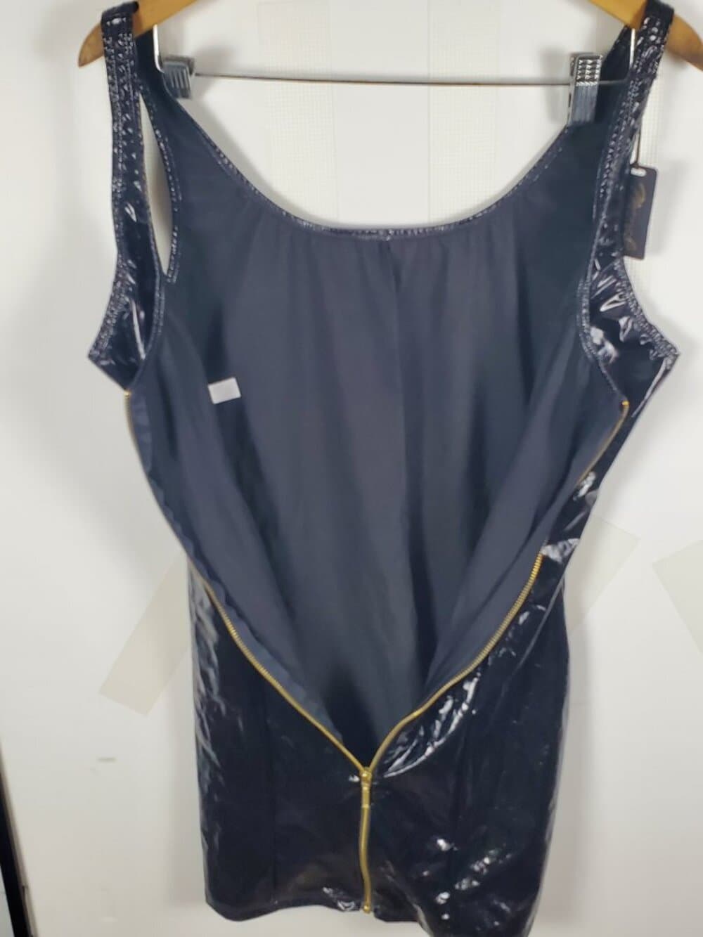 Mapale Womens Wet Look PVC Leather Mini Dress Shiny Hollow Out Party Club Dress - Thumbnail 4