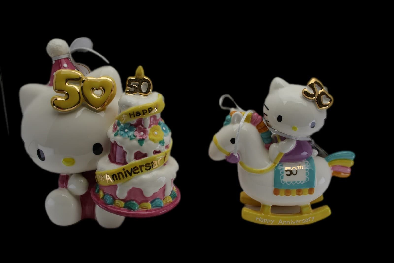 NIB Hello Kitty 50th Anniversary Cake Figurine & Hello Kitty On Rocking Horse - Thumbnail 3