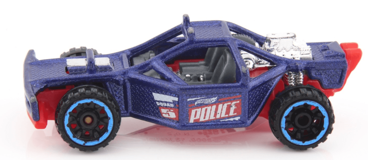 Hot Wheels Police Squad 5 ~ ROLL CAGE Police Cruiser ~ Blue 1:64 Diecast Car - Thumbnail 4