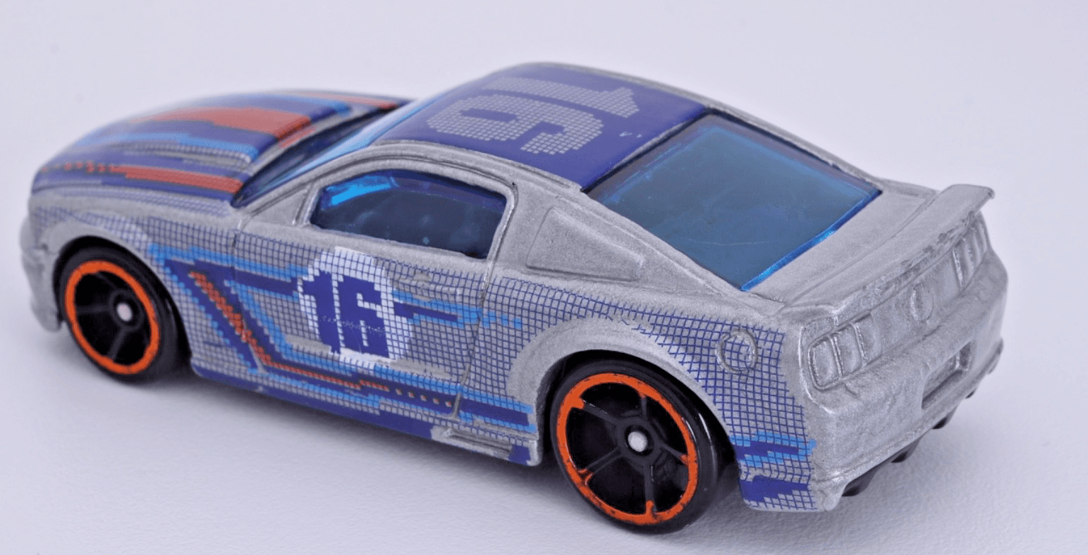 2016 Hot Wheels Art Cars ~ 2007 MUSTANG (#198) ~ Gray/Blue/Orange 1:64 - Thumbnail 6