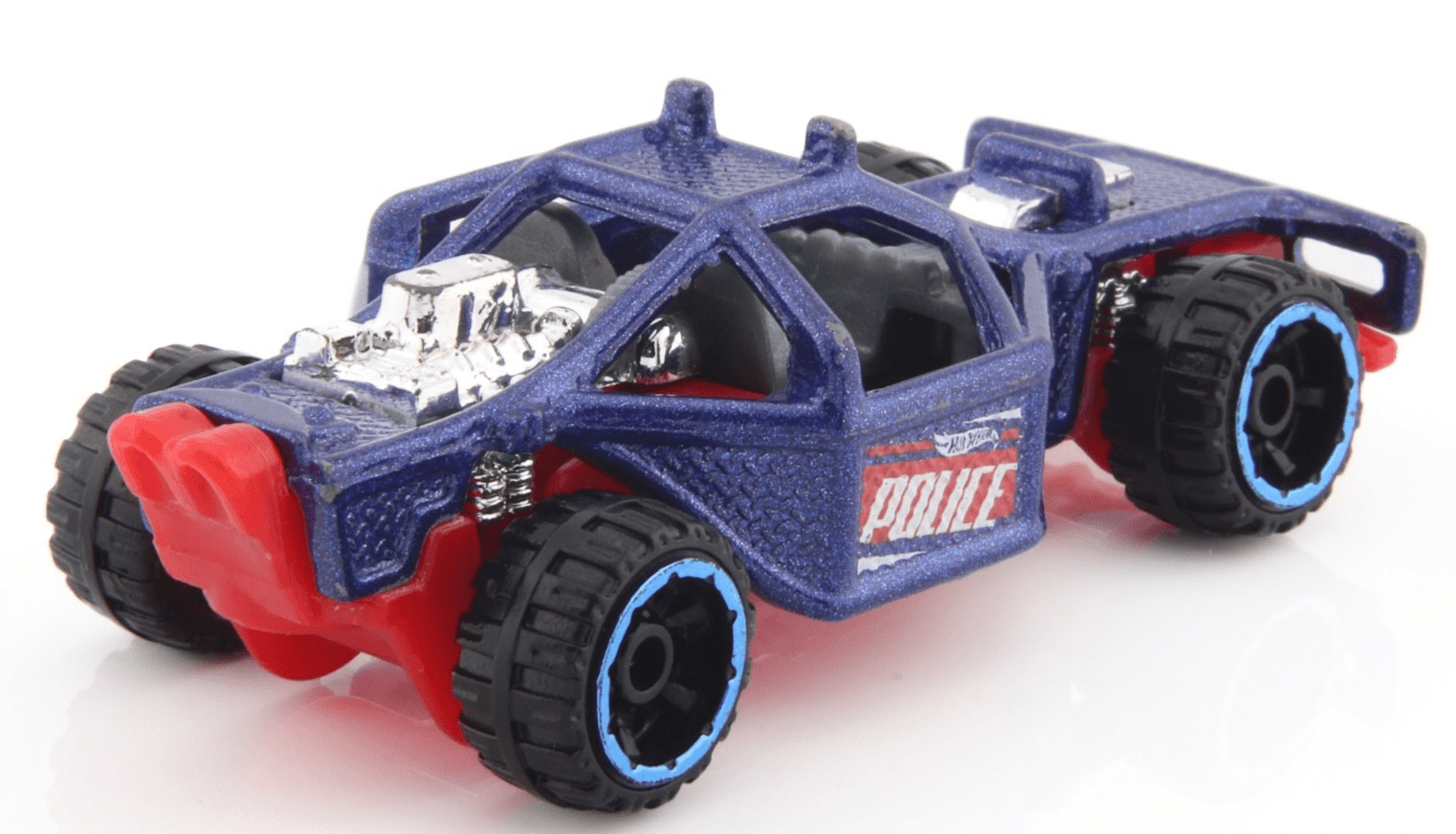 Hot Wheels Police Squad 5 ~ ROLL CAGE Police Cruiser ~ Blue 1:64 Diecast Car - Thumbnail 5