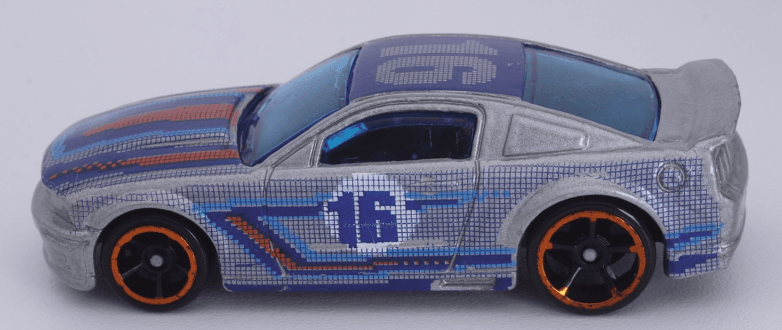 2016 Hot Wheels Art Cars ~ 2007 MUSTANG (#198) ~ Gray/Blue/Orange 1:64 - Thumbnail 4