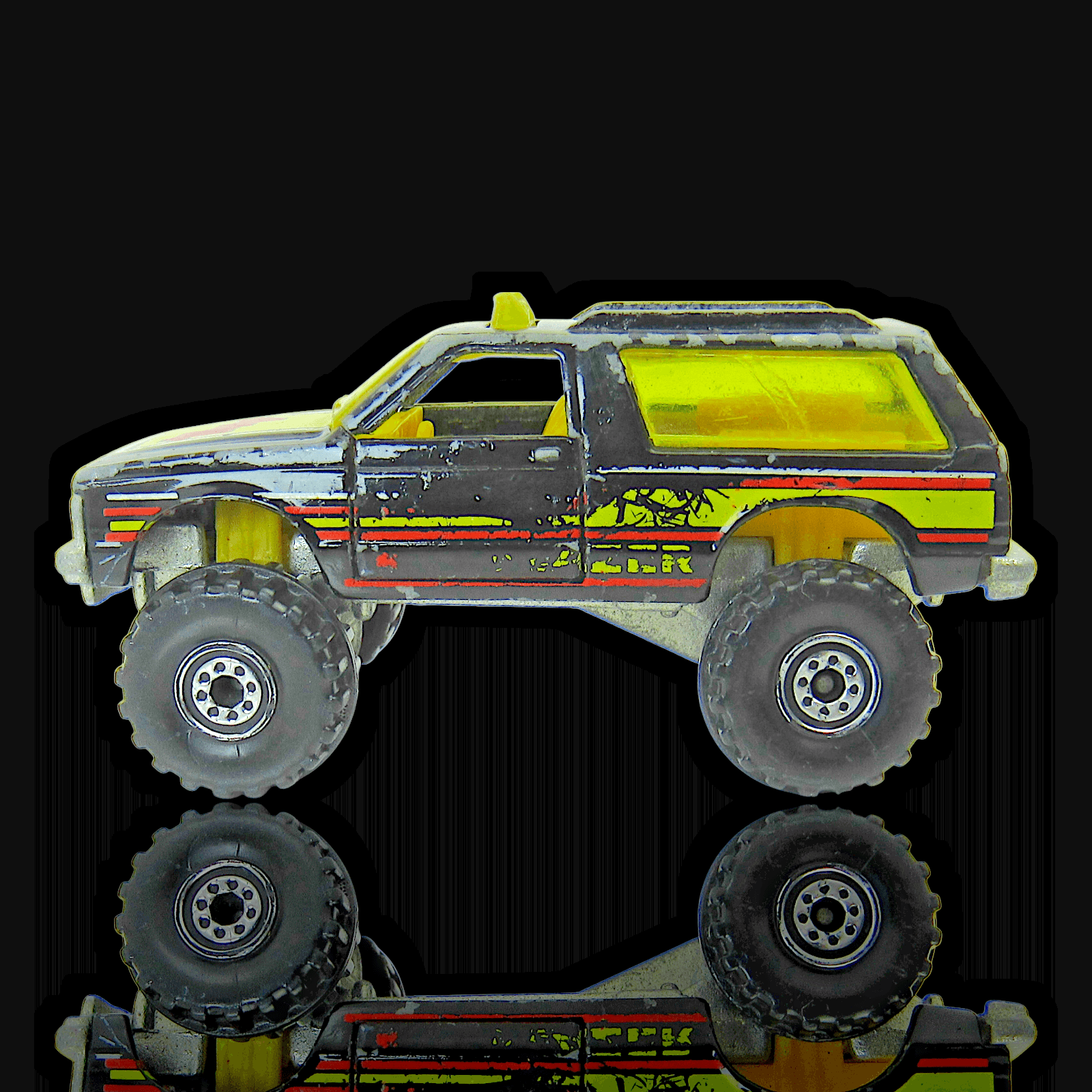 Hot Wheels 1983 CHEVY BLAZER 4x4 ~ VINTAGE ~ Black Yellow Doors Open 1:64 Truck - Thumbnail 2