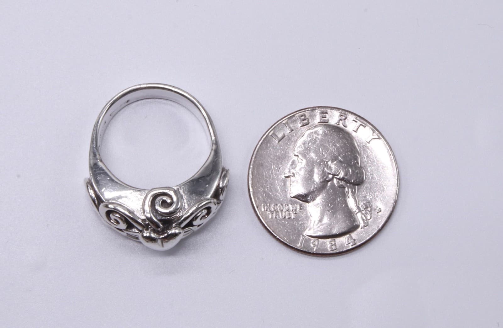 SWIRL HEART ARTIST MADE STERLING SILVER Size 6 1/2 - Thumbnail 12