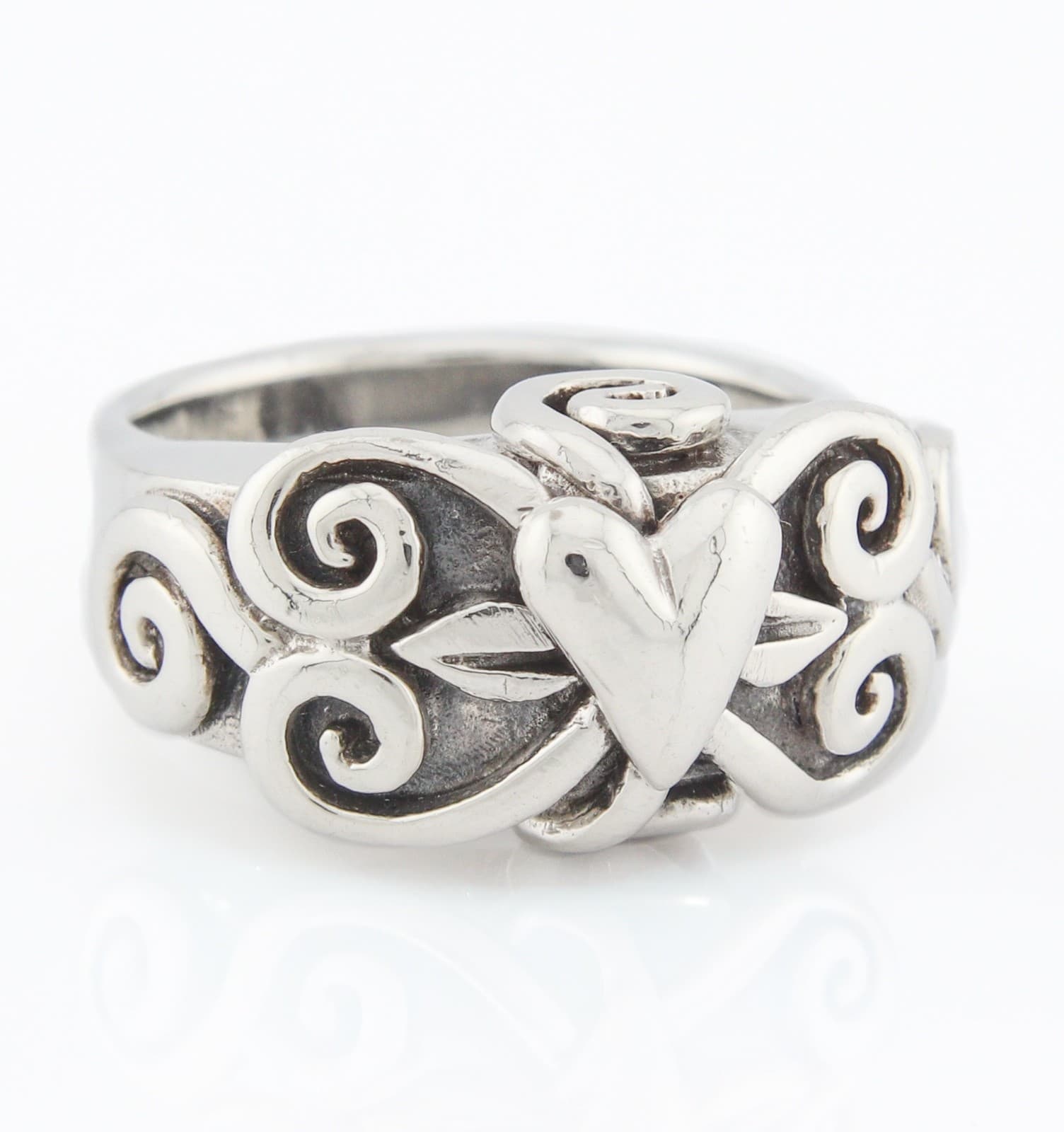 SWIRL HEART ARTIST MADE STERLING SILVER Size 6 1/2