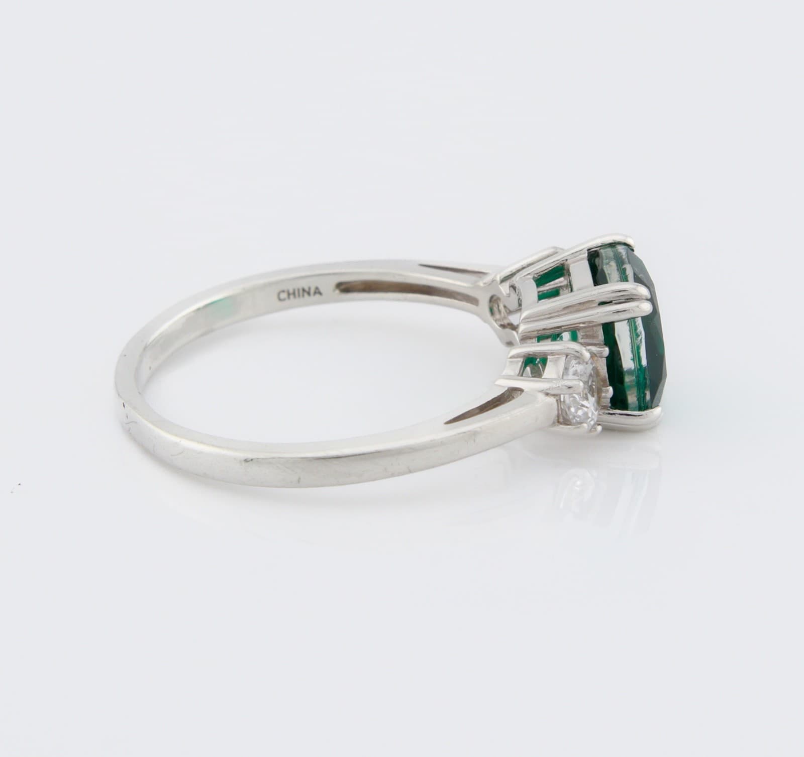 Sterling silver Green & White CZ Ring PAJ 925 Size 9 - Thumbnail 3