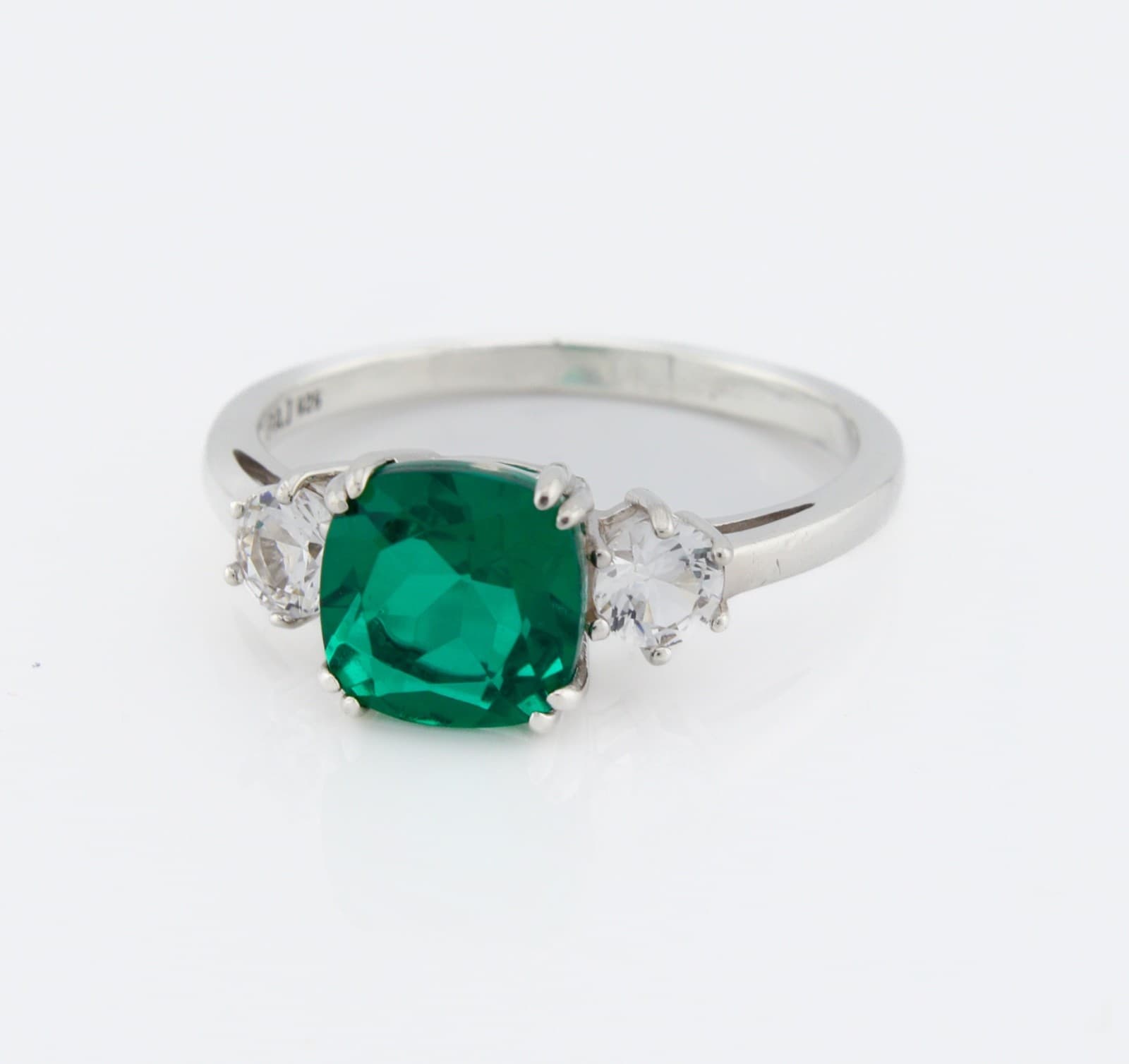 Sterling silver Green & White CZ Ring PAJ 925 Size 9 - Thumbnail 2