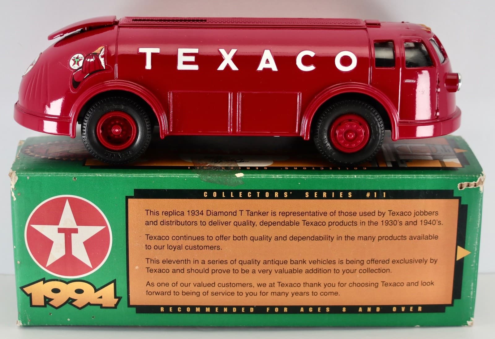 ERTL ~ TEXACO 1934 DIAMOND T TANKER ~ "DOODLE BUG" ~ Coin Bank - Thumbnail 4