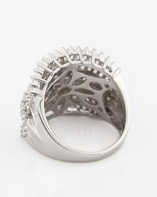 Sterling Silver Sparkly Bold Cubic Zirconia Statement Ring Size 7 - Thumbnail 6