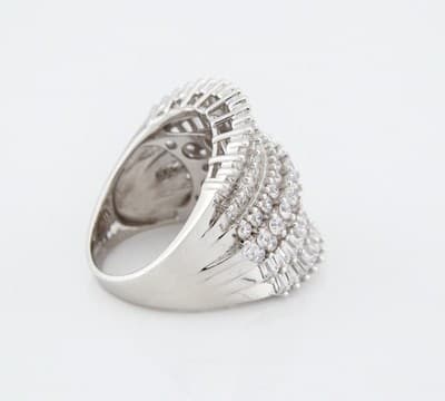 Sterling Silver Sparkly Bold Cubic Zirconia Statement Ring Size 7 - Thumbnail 2
