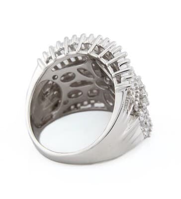 Sterling Silver Sparkly Bold Cubic Zirconia Statement Ring Size 7 - Thumbnail 5