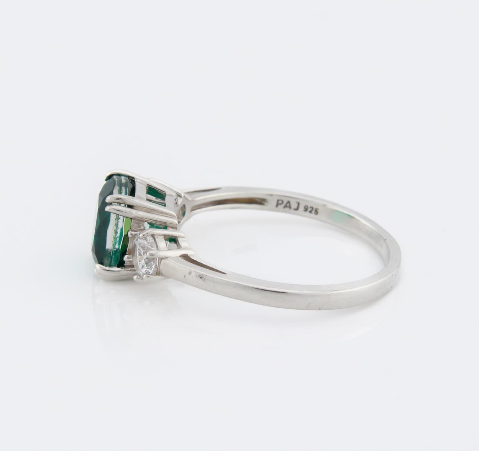 Sterling silver Green & White CZ Ring PAJ 925 Size 9 - Thumbnail 4