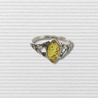 STERLING SILVER BALTIC AMBER STONE RING SIZE 8 - Thumbnail 2