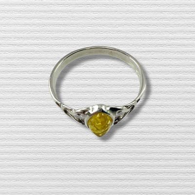 STERLING SILVER BALTIC AMBER STONE RING SIZE 8 - Thumbnail 3