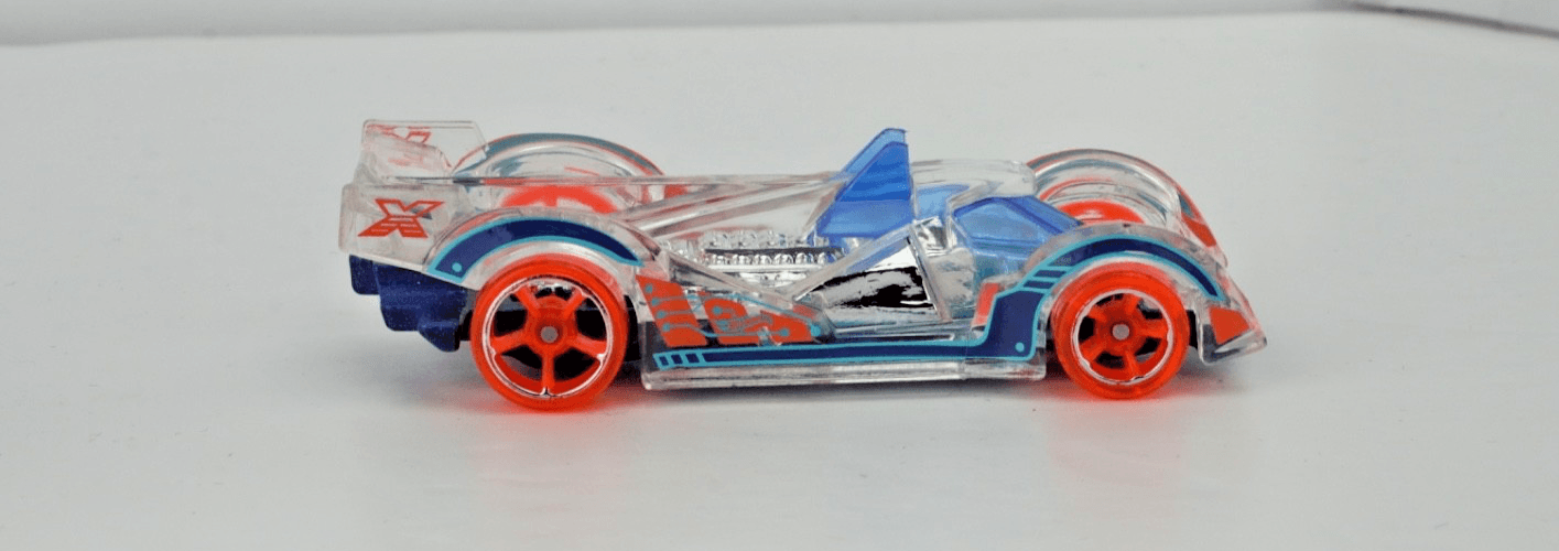 2013 Hot Wheels ~ HI-TECH MISSLE ~ X-Raycers Series ~ Clear Blue Orange 1:64 - Thumbnail 3