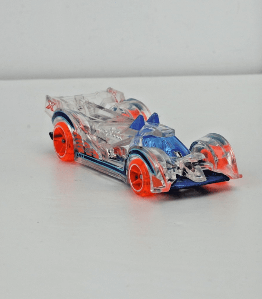 2013 Hot Wheels ~ HI-TECH MISSLE ~ X-Raycers Series ~ Clear Blue Orange 1:64