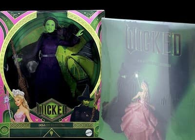 Wicked Deluxe Elphaba doll with hat, broom PLUS 2025 calendar