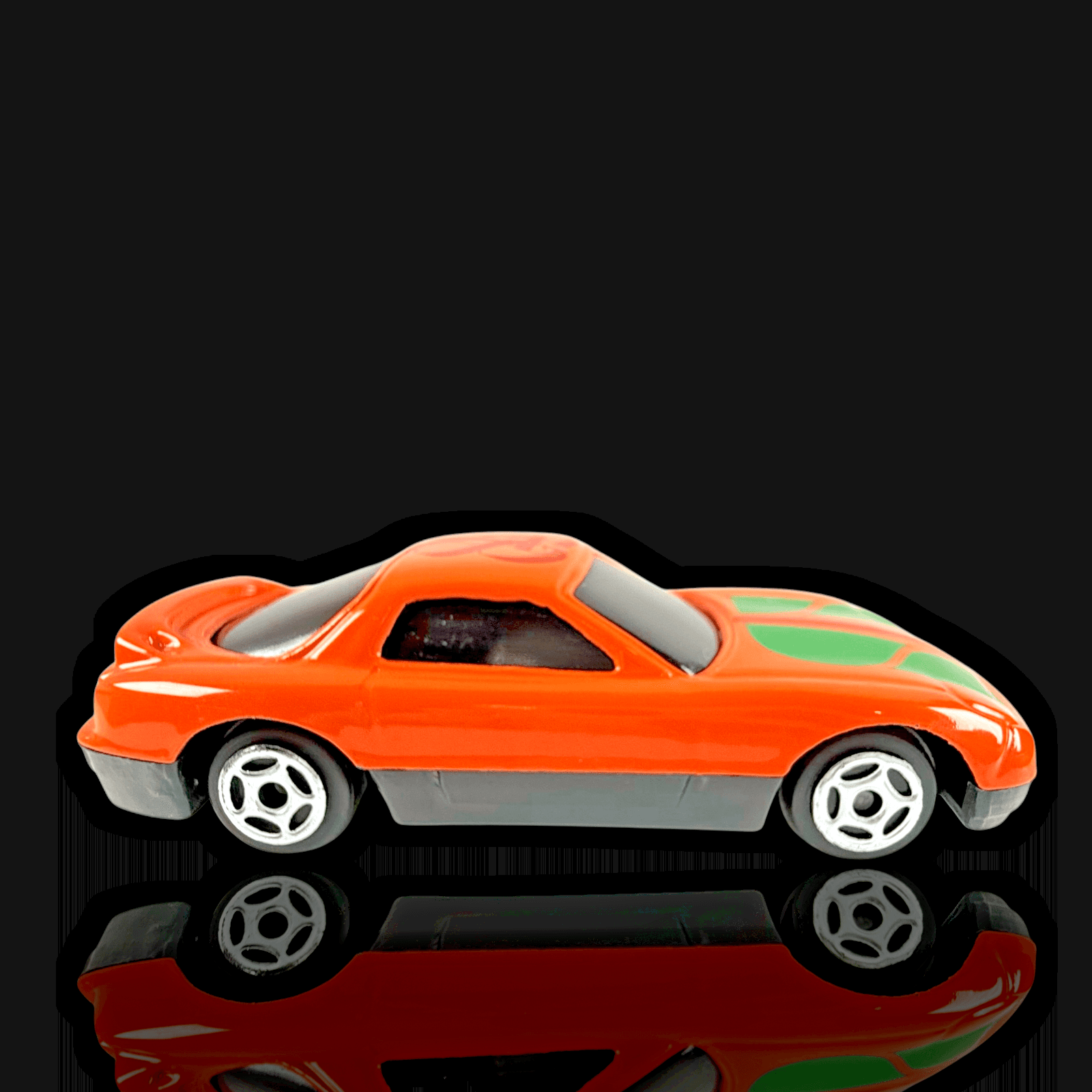 MAZDA RX-7 ~ Orange W/Red and Green Stripe Toy Diecast Car ~ 1:64