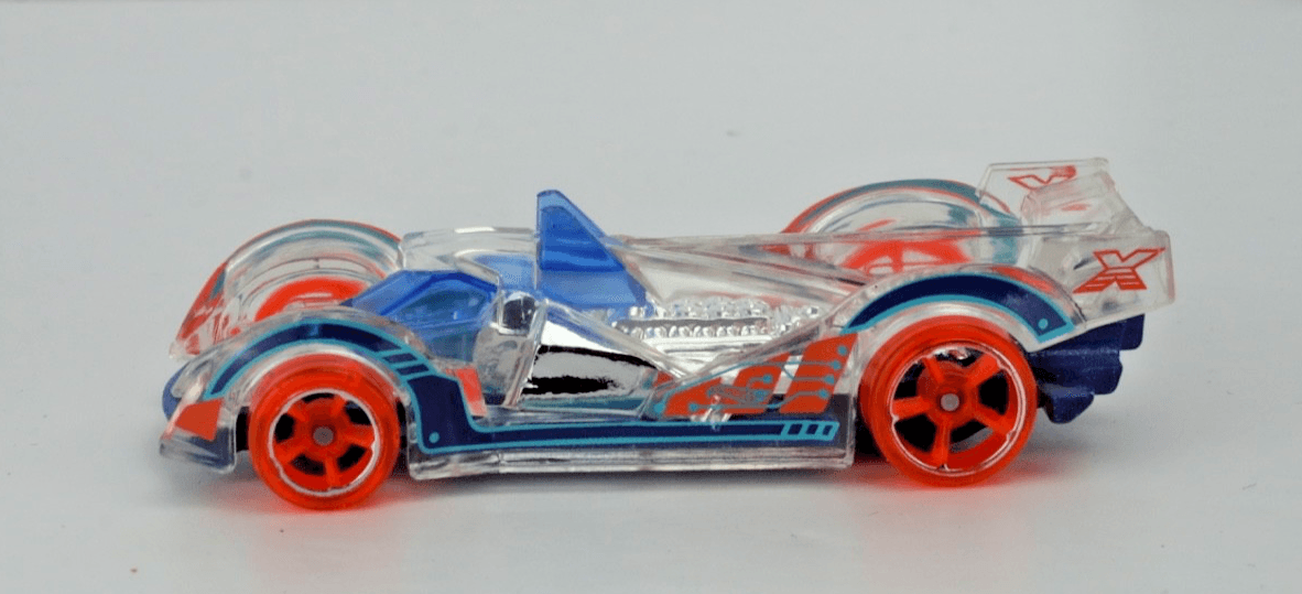 2013 Hot Wheels ~ HI-TECH MISSLE ~ X-Raycers Series ~ Clear Blue Orange 1:64 - Thumbnail 4