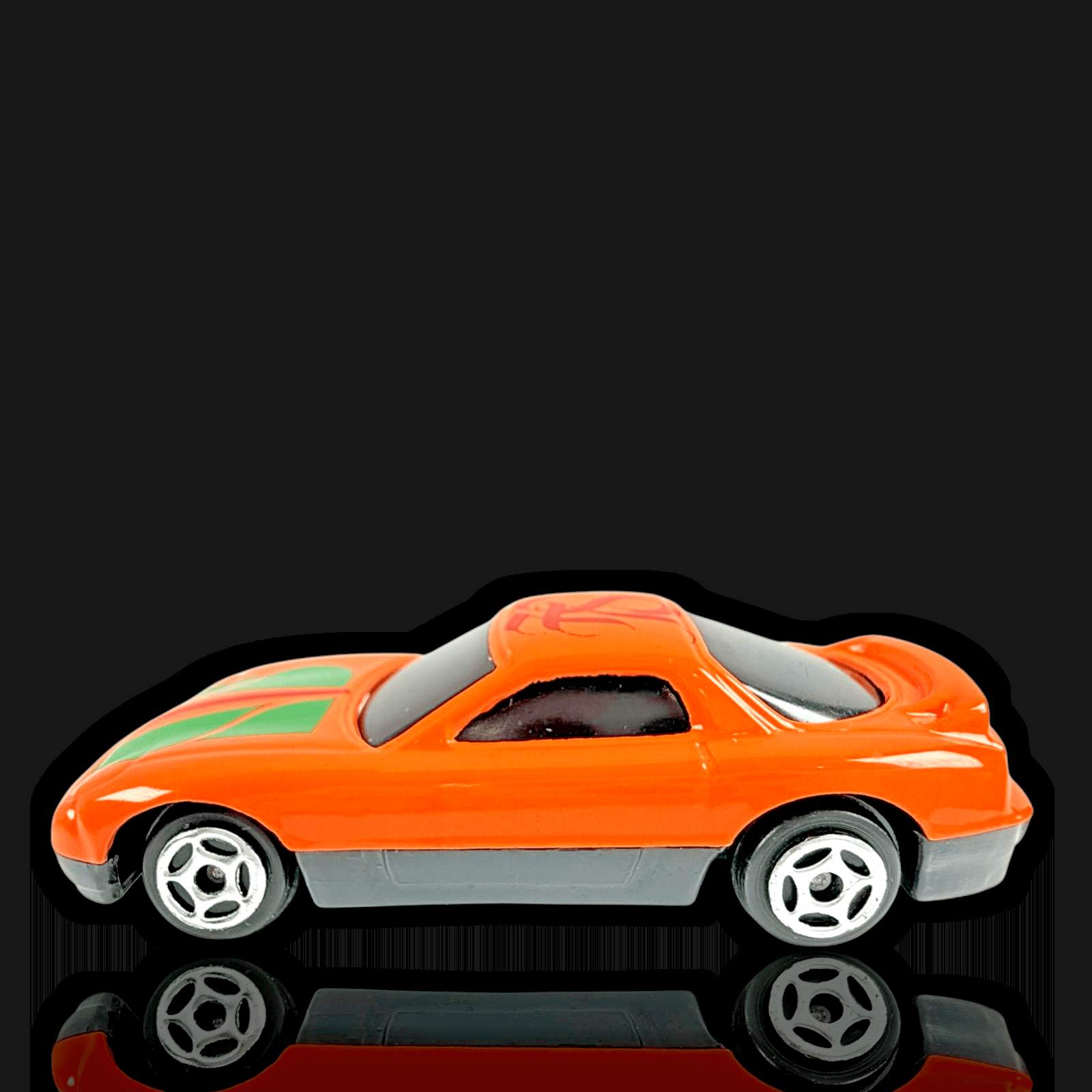 MAZDA RX-7 ~ Orange W/Red and Green Stripe Toy Diecast Car ~ 1:64 - Thumbnail 3