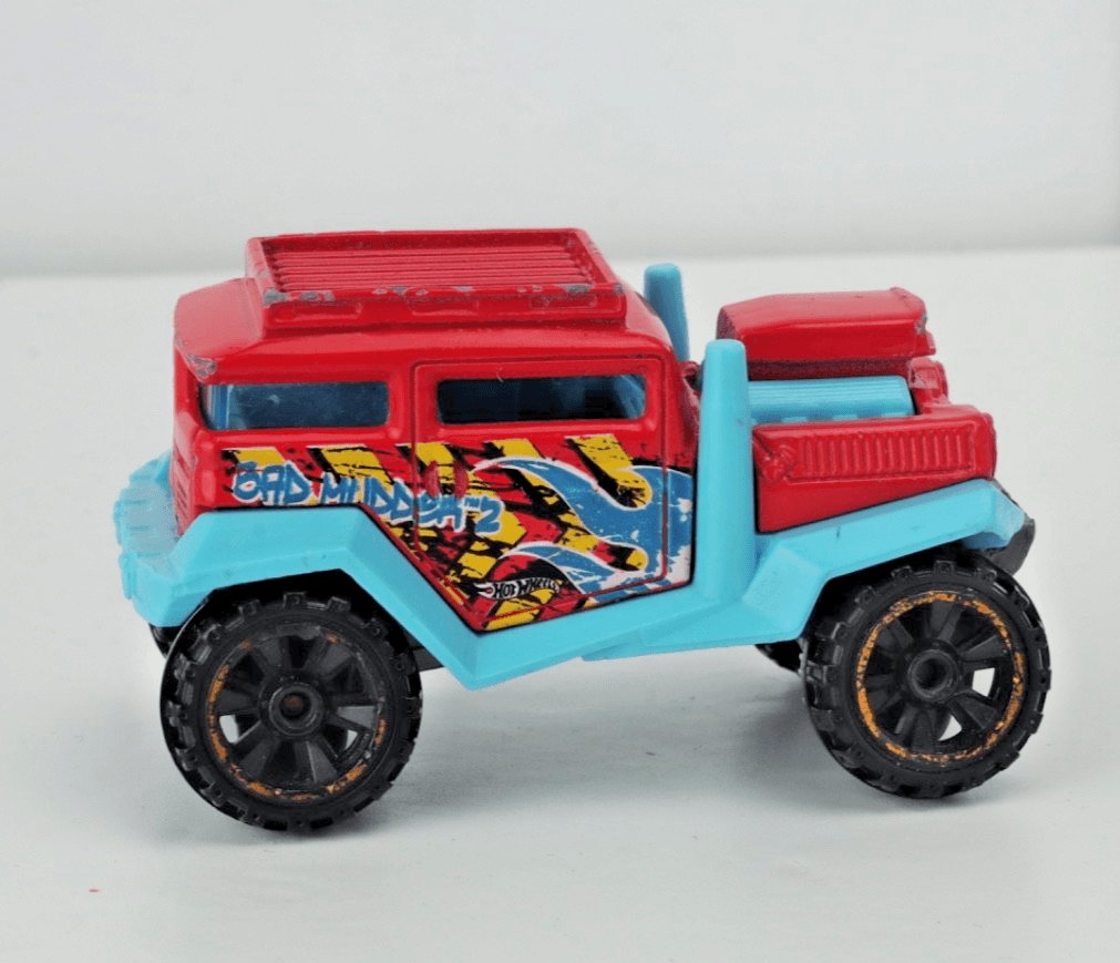 Hot Wheels ~ BAD MUDDER 2 ~ Red / Aqua Blue ~ 1:64 Scale Diecast Off-Road SUV - Thumbnail 3