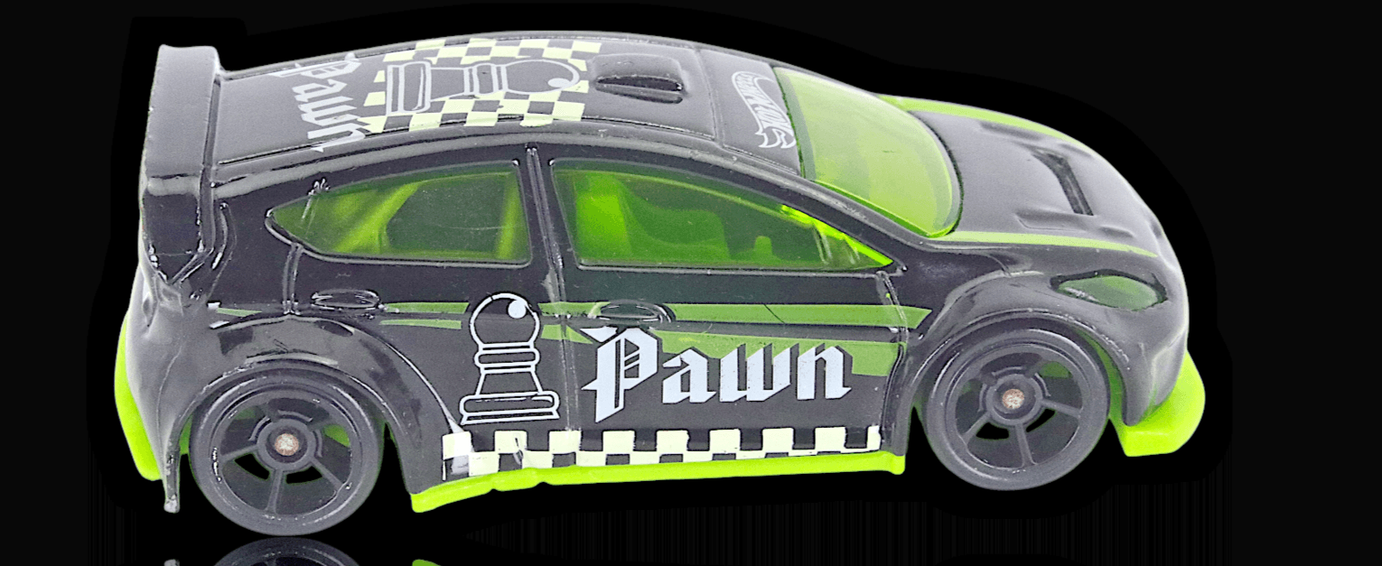 2018 Hot Wheels ~ 2012 FORD FIESTA ~ CHECKMATE 9/9 ~ Pawn ~ Black / Green 1:64