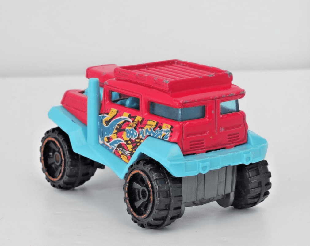 Hot Wheels ~ BAD MUDDER 2 ~ Red / Aqua Blue ~ 1:64 Scale Diecast Off-Road SUV - Thumbnail 5