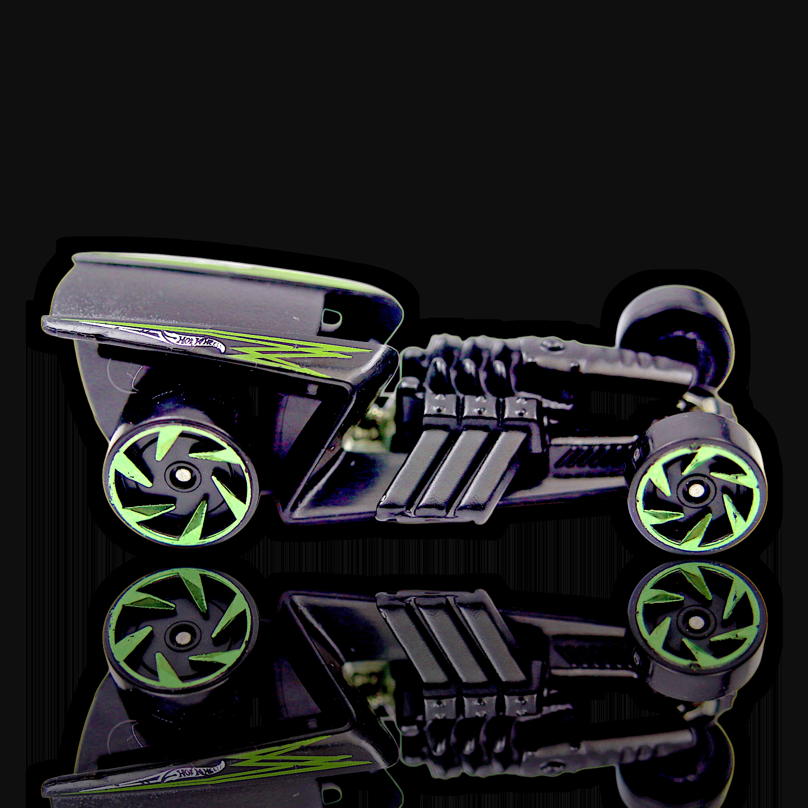 Hot Wheels 2015 Z-ROD ~ Black W/ Green Racing Stripes And Green Trim Wheels