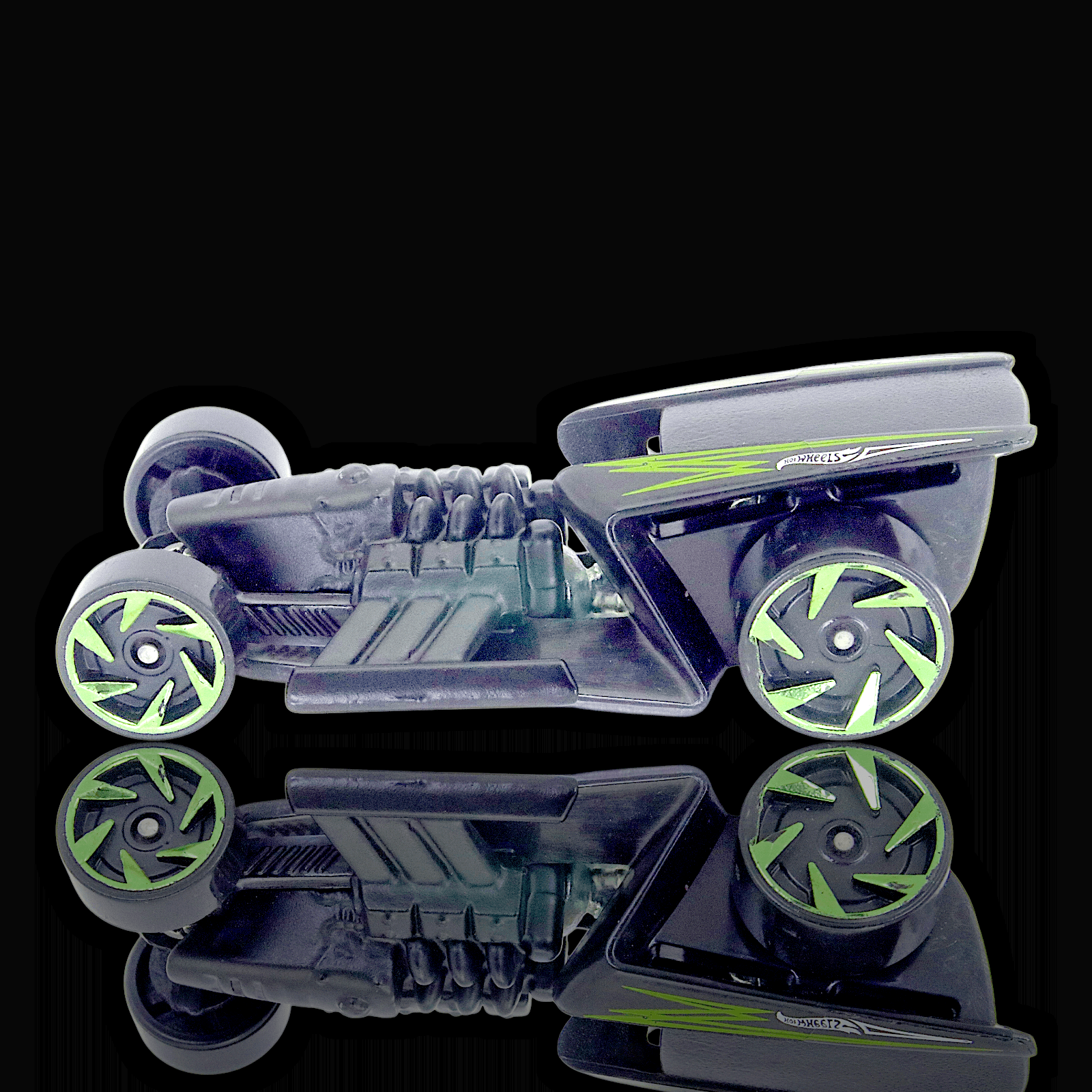 Hot Wheels 2015 Z-ROD ~ Black W/ Green Racing Stripes And Green Trim Wheels - Thumbnail 2