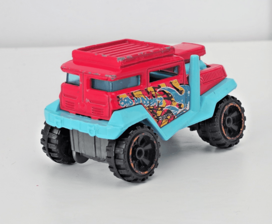 Hot Wheels ~ BAD MUDDER 2 ~ Red / Aqua Blue ~ 1:64 Scale Diecast Off-Road SUV - Thumbnail 6