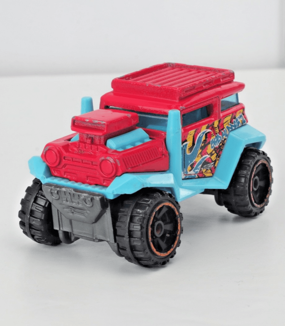 Hot Wheels ~ BAD MUDDER 2 ~ Red / Aqua Blue ~ 1:64 Scale Diecast Off-Road SUV - Thumbnail 2