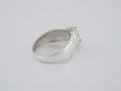 Classy Silver Wave Style Ring Marquise Clear Stone Gold Tone Size 9 - Thumbnail 7