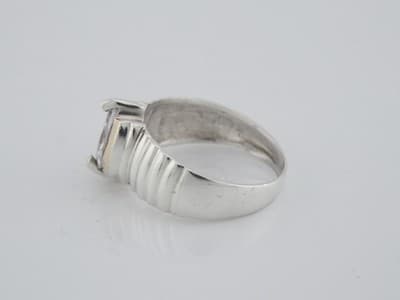 Classy Silver Wave Style Ring Marquise Clear Stone Gold Tone Size 9 - Thumbnail 6