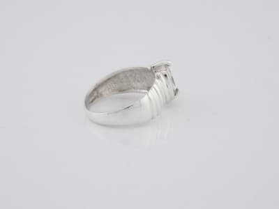 Classy Silver Wave Style Ring Marquise Clear Stone Gold Tone Size 9 - Thumbnail 4